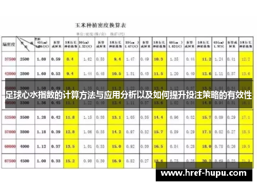 足球心水指数的计算方法与应用分析以及如何提升投注策略的有效性 足球心水指数的计算方法与应用分析以及如何提升投注策略的有效性