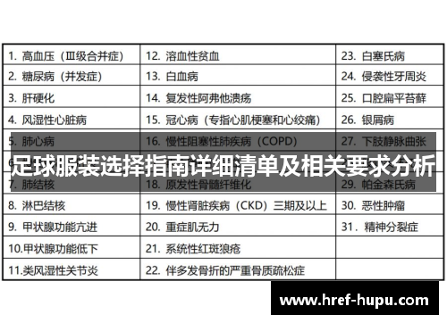 足球服装选择指南详细清单及相关要求分析